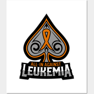 All In Against Leukamia - Orange Poker Charity Ribbon Posters and Art